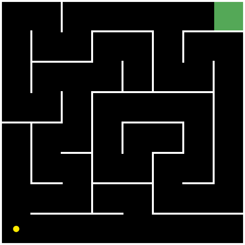An image of a maze of dimensions 8x8 generated by the game